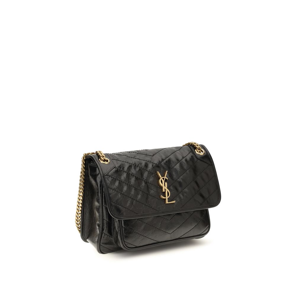 Saint Laurent Black Calf Leather Shoulder Bag - AW26 28x20cm - Side view