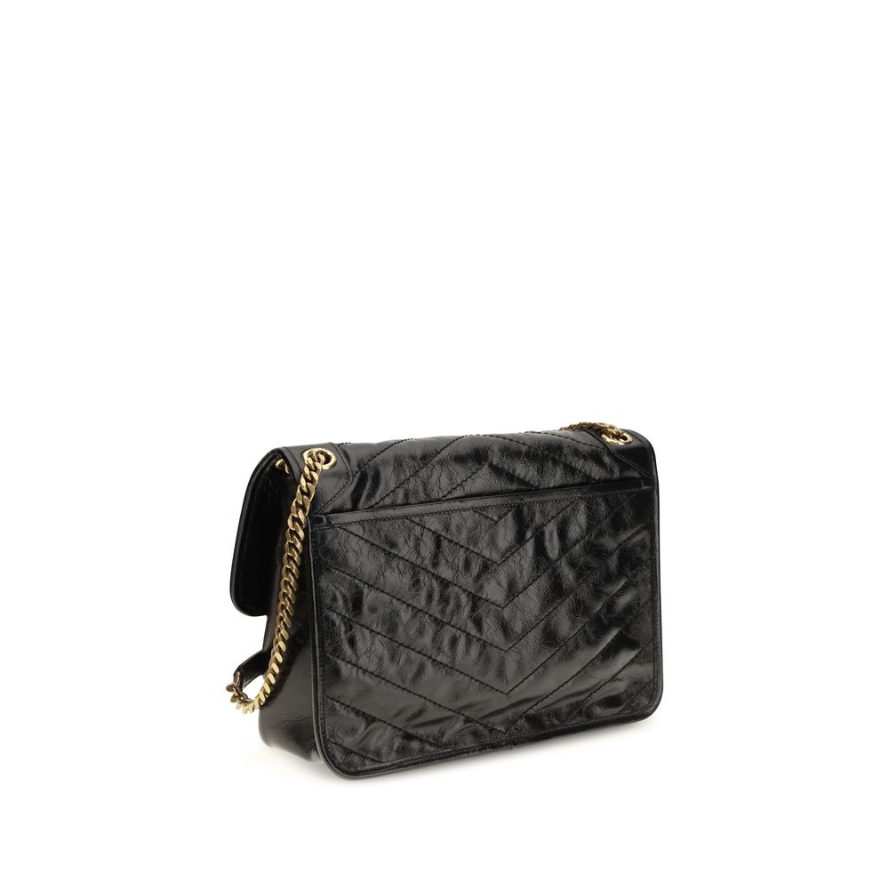Saint Laurent Black Calf Leather Shoulder Bag - AW26 28x20cm - Back view