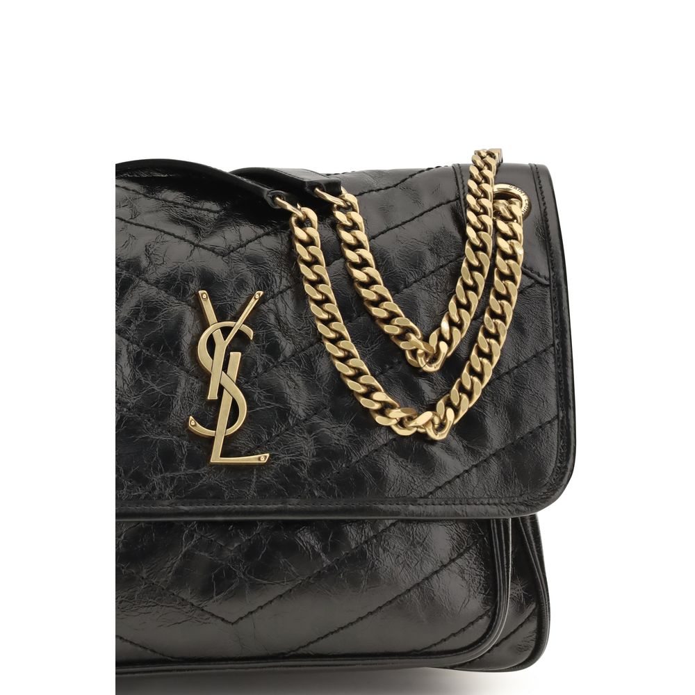 Saint Laurent Black Calf Leather Shoulder Bag - AW26 28x20cm - Detail view