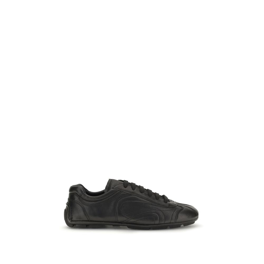 Prada Black Lamb Low Top Sneakers - Front view