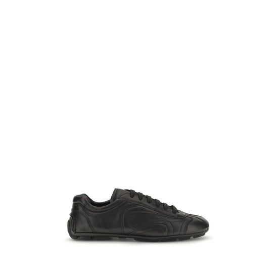 Prada Black Lamb Low Top Sneakers - Front view