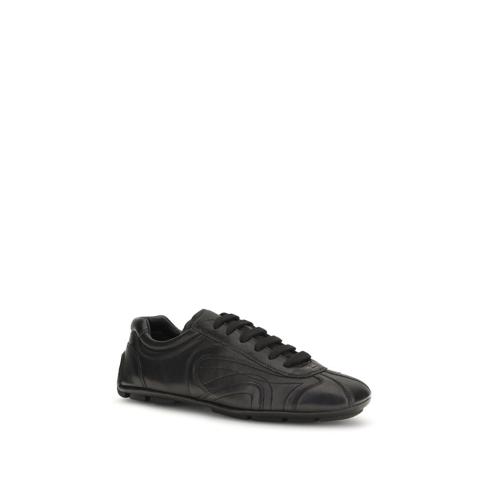 Prada Black Lamb Low Top Sneakers - Side view
