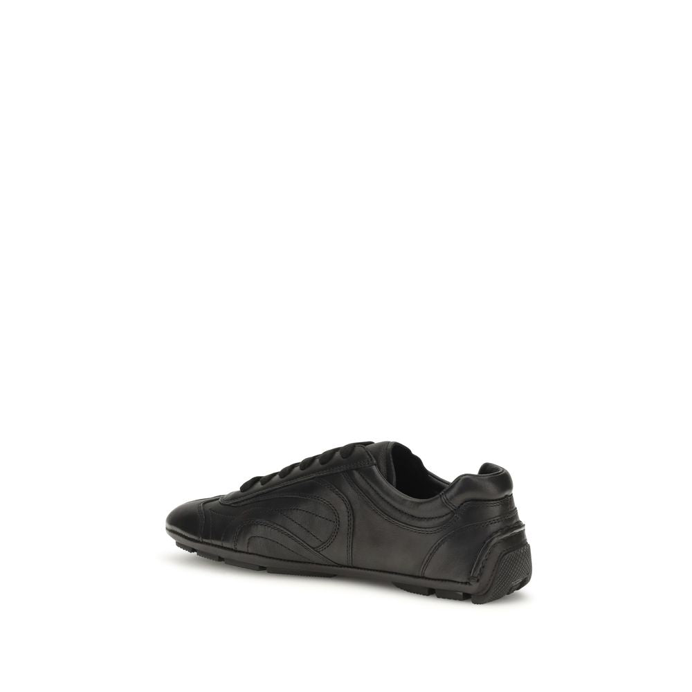 Prada Black Lamb Low Top Sneakers - Back view