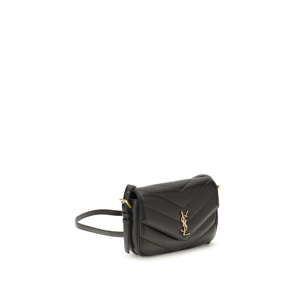 Saint Laurent Black Lamb Shoulder Bag - AW26 21x14cm - Side view