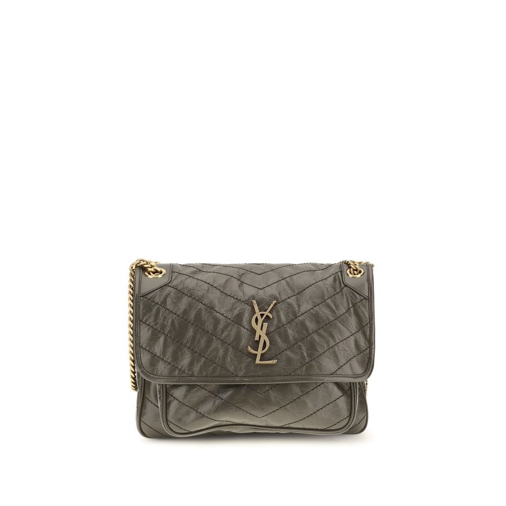 Saint Laurent Bicolor Calf Leather Shoulder Bag - AW26 28x20cm - Front view
