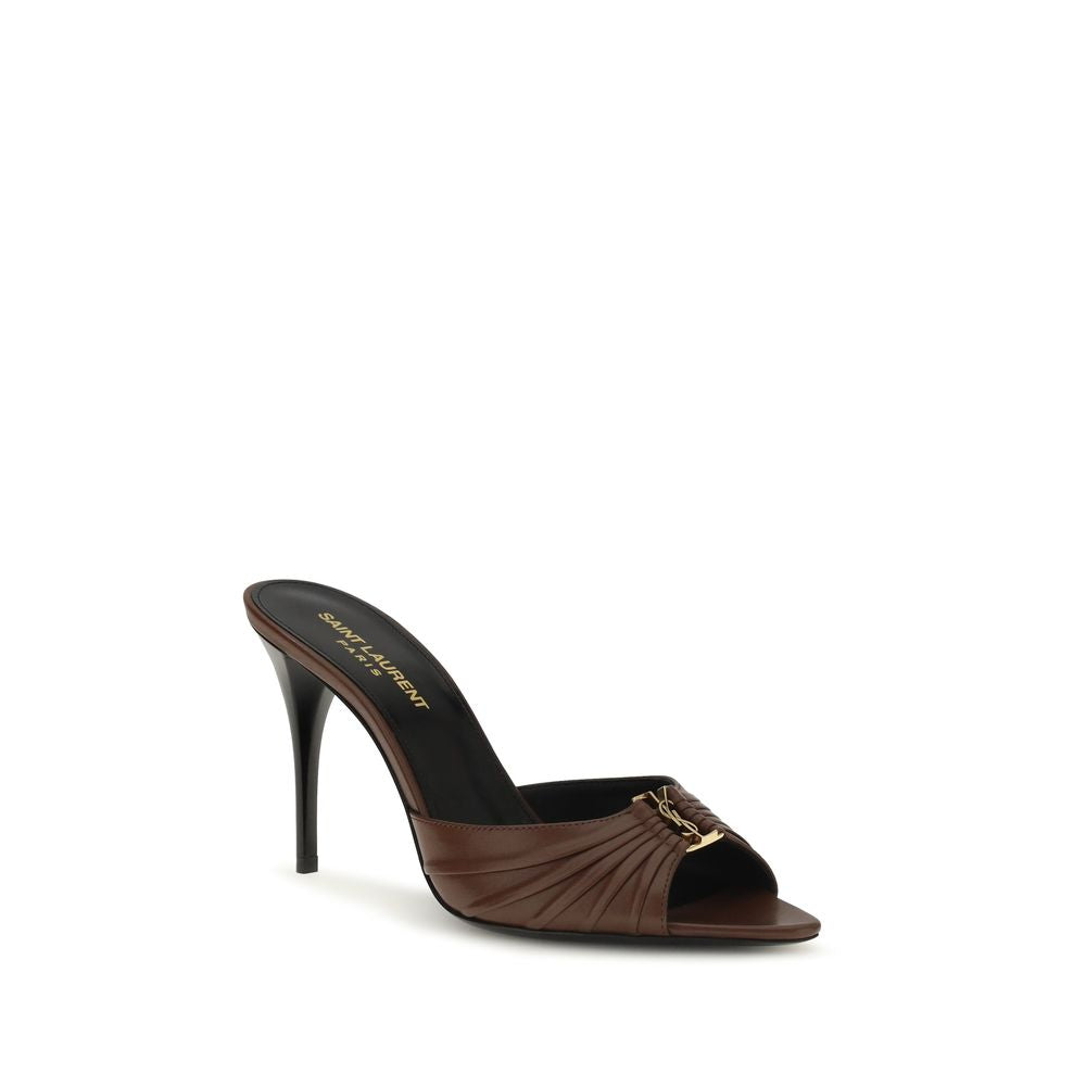 Saint Laurent Brown Calf Leather High Heel Pumps - Side view