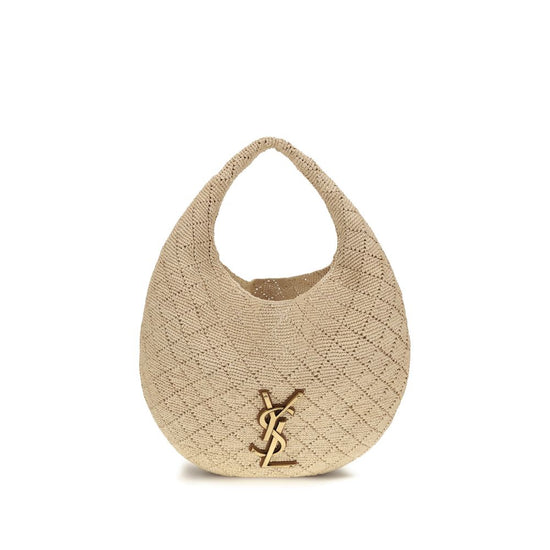 Saint Laurent Beige Raffia Shoulder Bag - SS26 30x30cm - Front view
