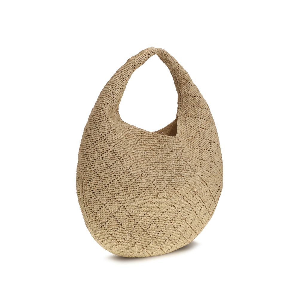 Saint Laurent Beige Raffia Shoulder Bag - SS26 30x30cm - Back view