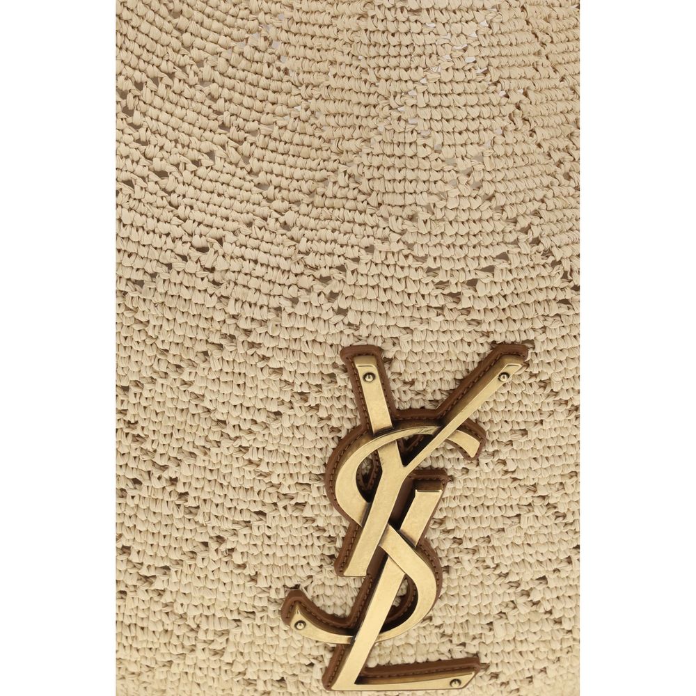 Saint Laurent Beige Raffia Shoulder Bag - SS26 30x30cm - Detail view