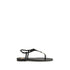 Saint Laurent Black Calf Leather Flat Sandals - Front view