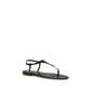 Saint Laurent Black Calf Leather Flat Sandals - Side view