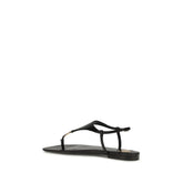 Saint Laurent Black Calf Leather Flat Sandals - Back view