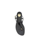Saint Laurent Black Calf Leather Flat Sandals - Detail view