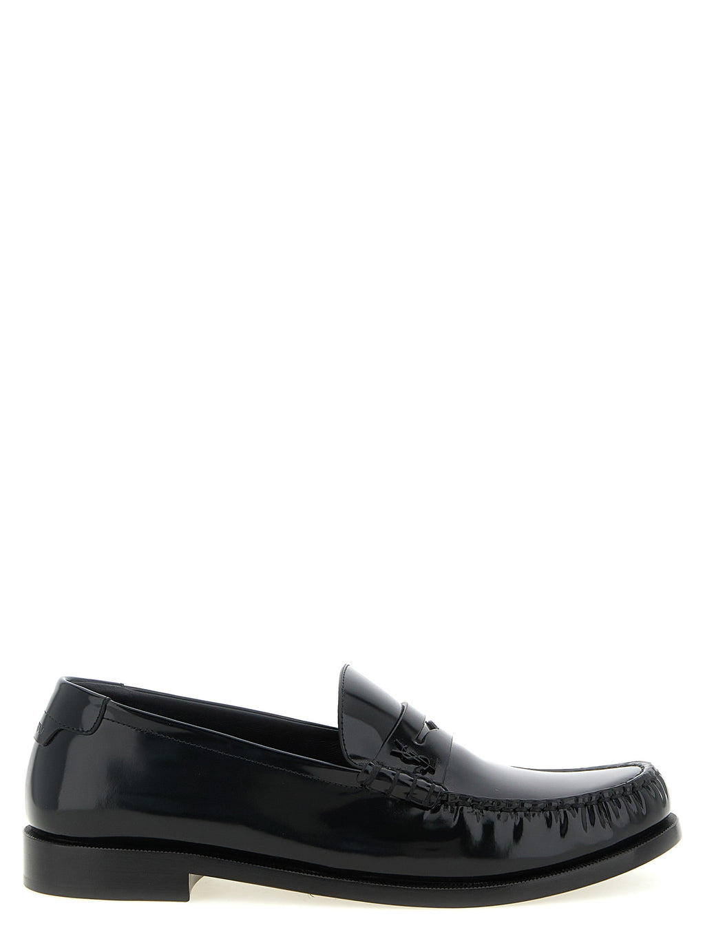 Saint Laurent Black Calfskin Slip On Loafers - Front view
