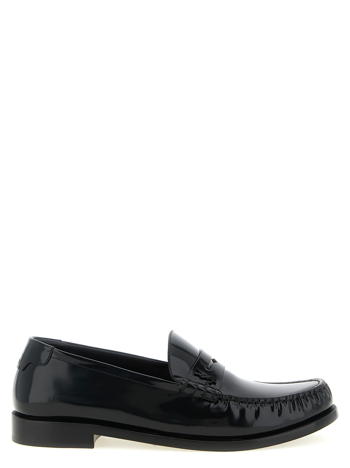Saint Laurent Black Calfskin Slip On Loafers - Front view