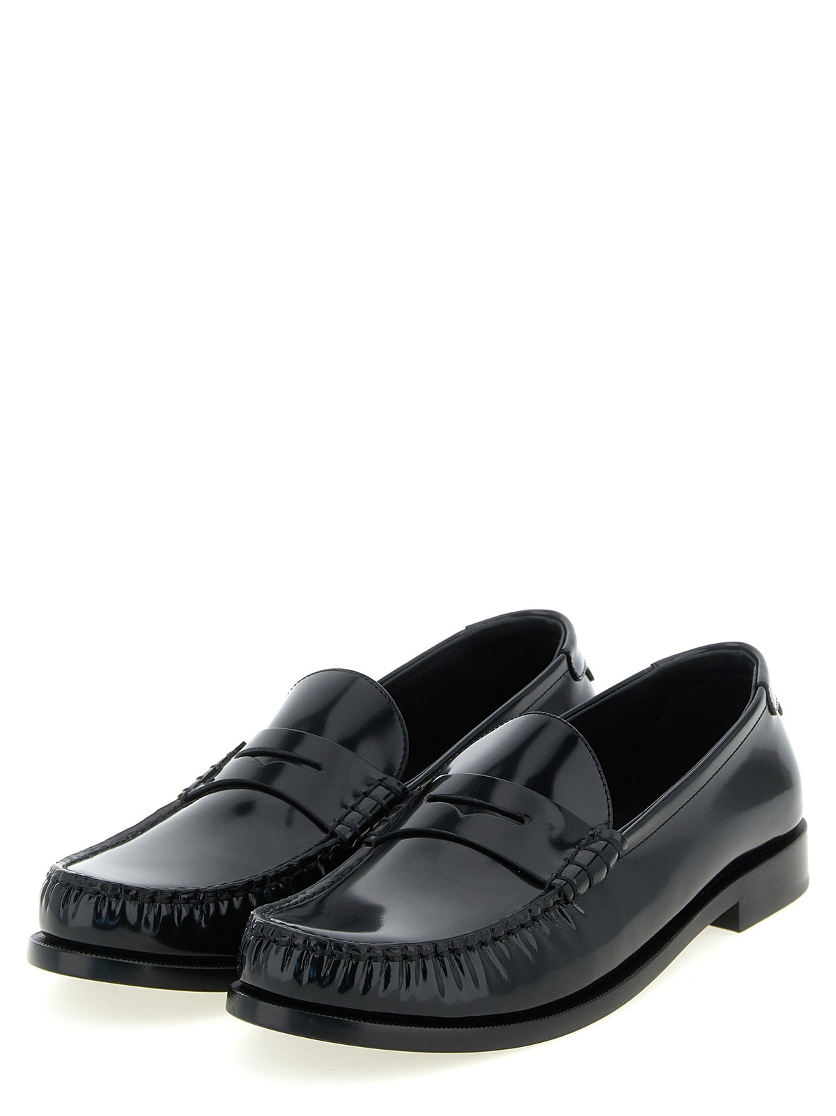 Saint Laurent Black Calfskin Slip On Loafers - Side view