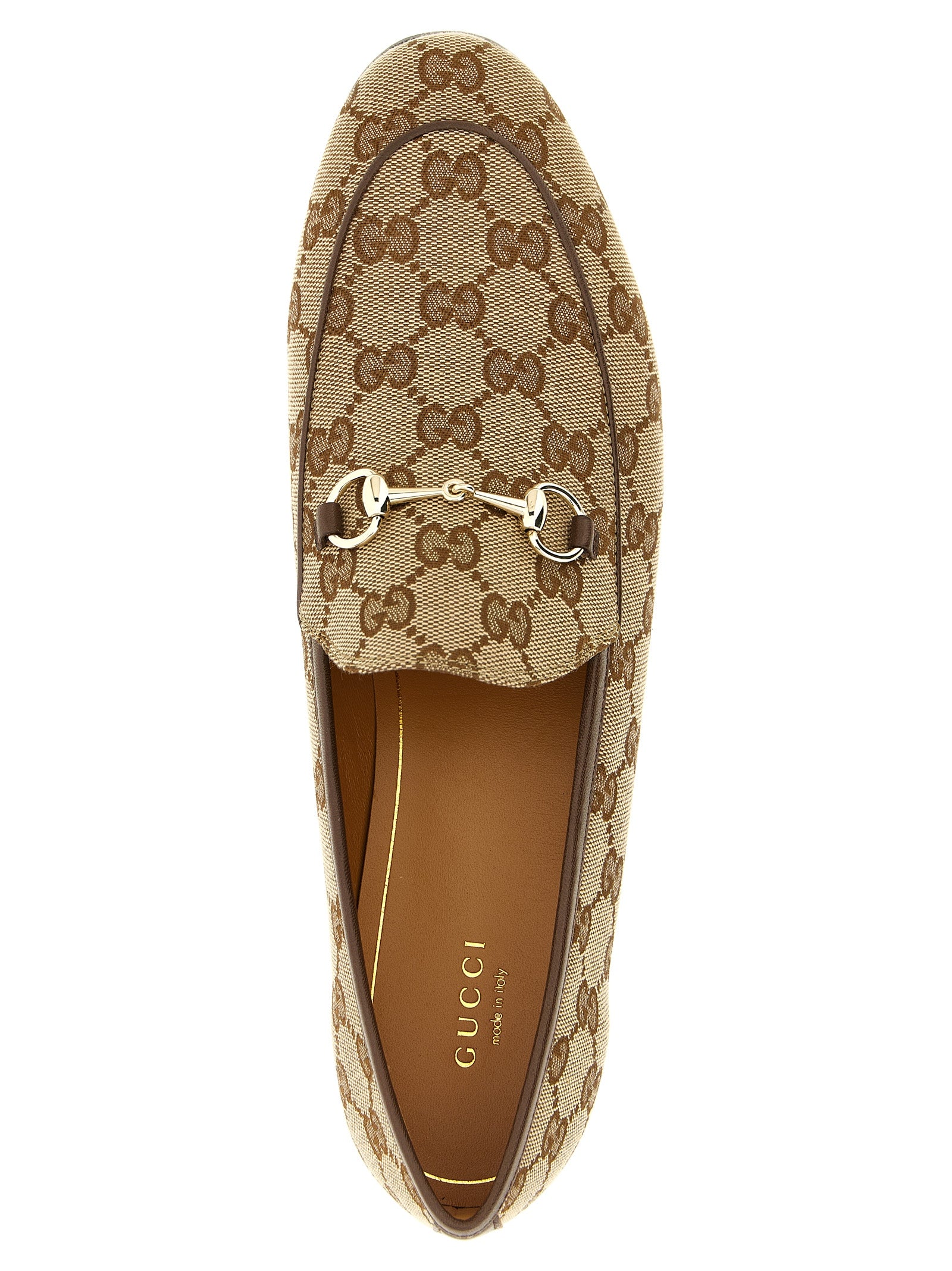 Gucci Beige Polyester Slip On Loafers - Detail view