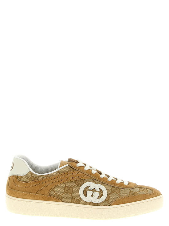 Gucci Beige Calfskin Low Top Sneakers - Front view