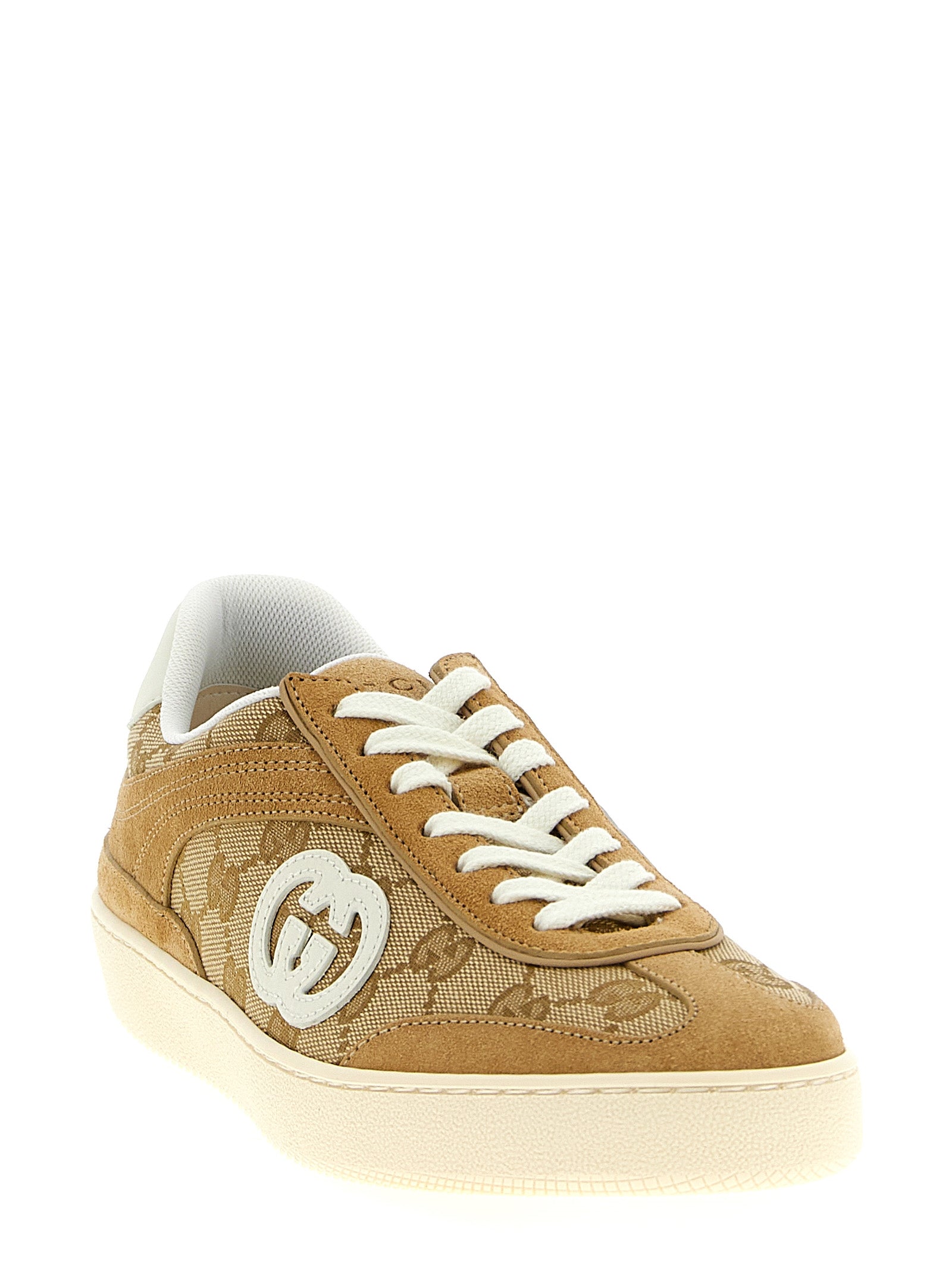 Gucci Beige Calfskin Low Top Sneakers - Side view
