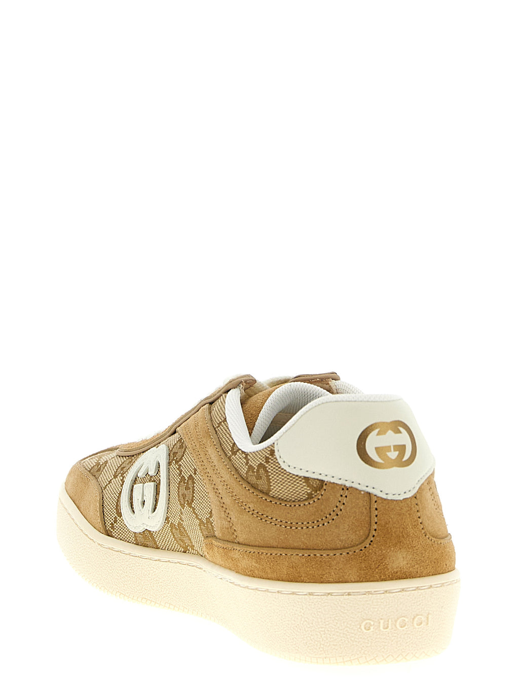 Gucci Beige Calfskin Low Top Sneakers - Back view