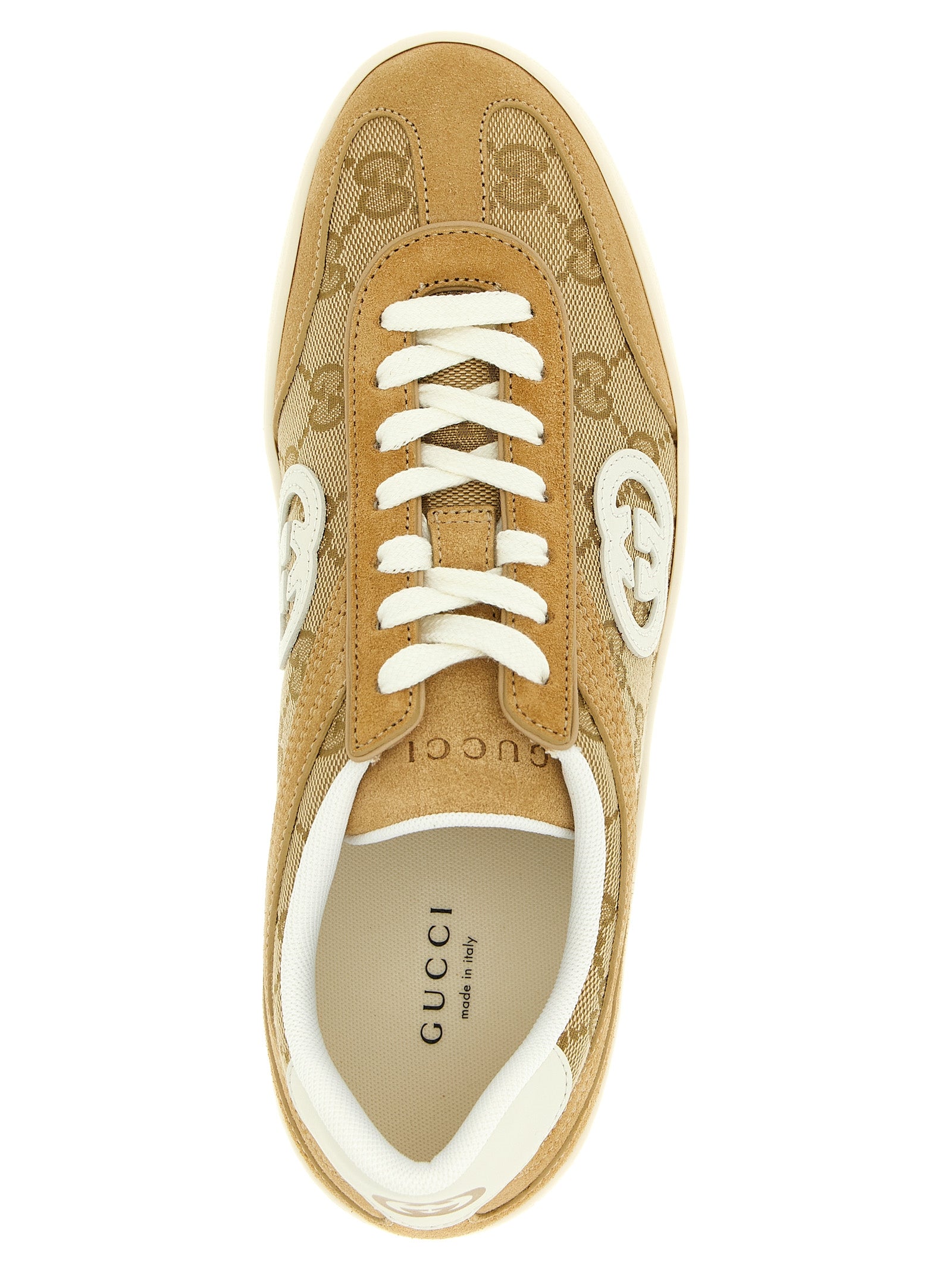 Gucci Beige Calfskin Low Top Sneakers - Detail view