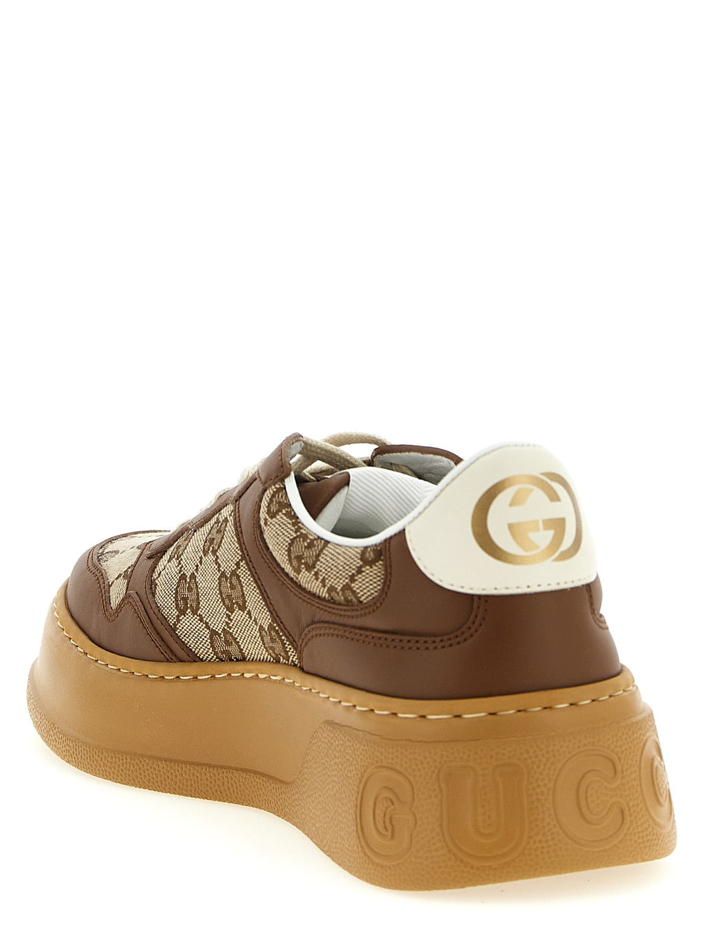 Gucci Brown Calfskin Chunky Sneakers - Back view