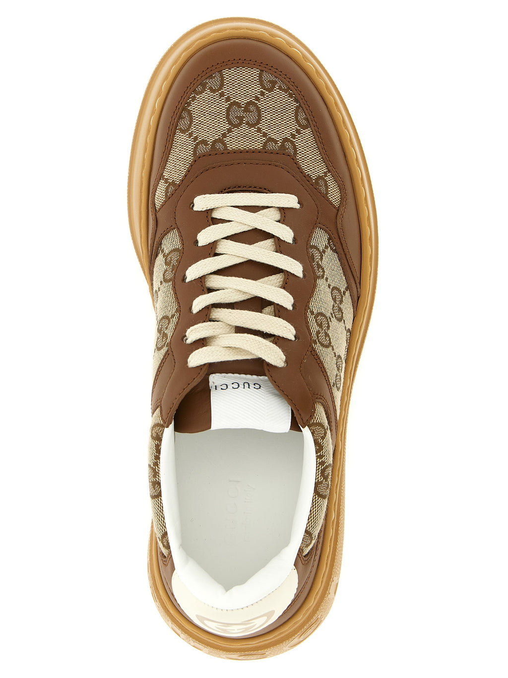 Gucci Brown Calfskin Chunky Sneakers - Detail view