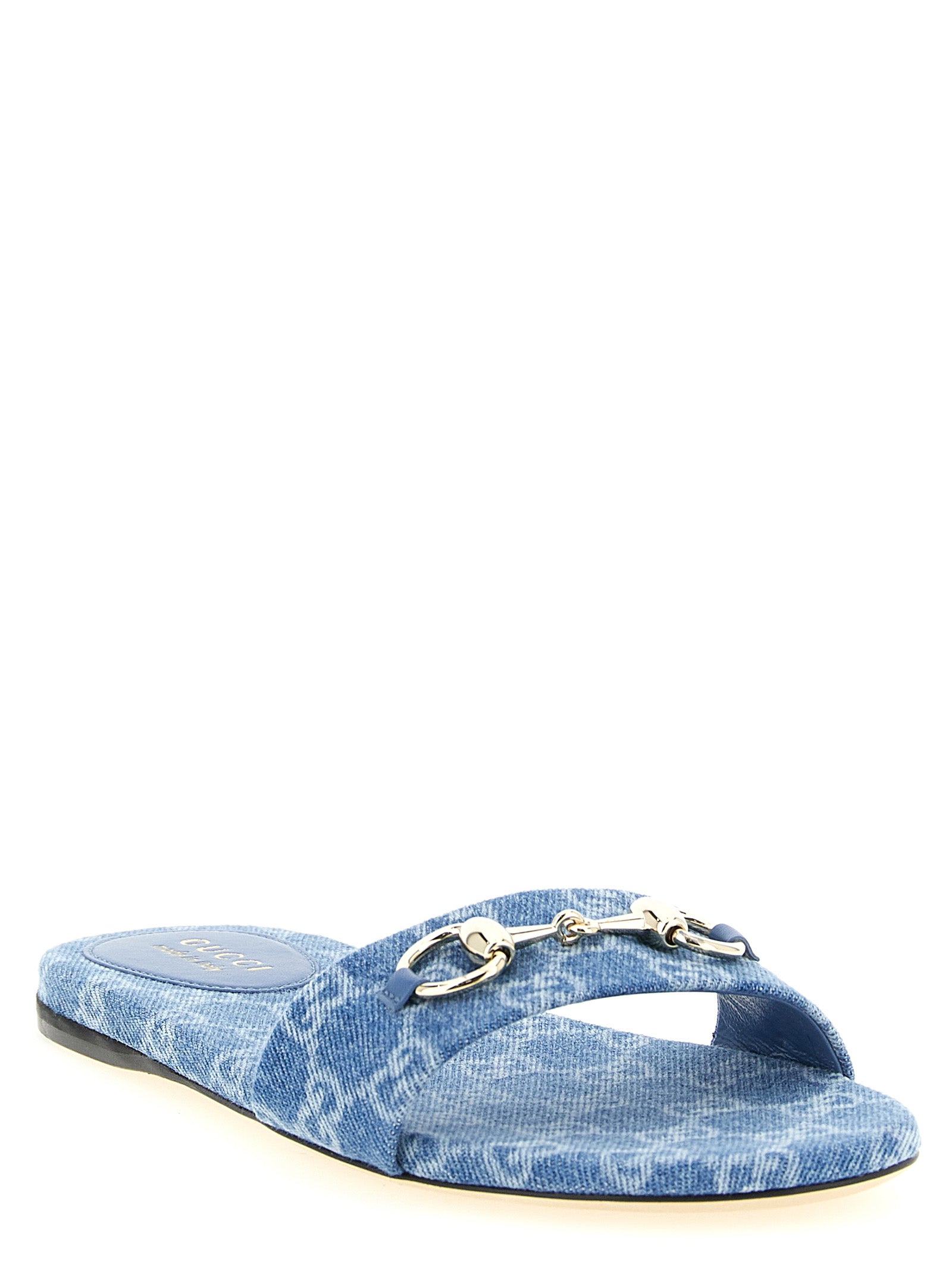Gucci Blue Cotton Slides - Side view