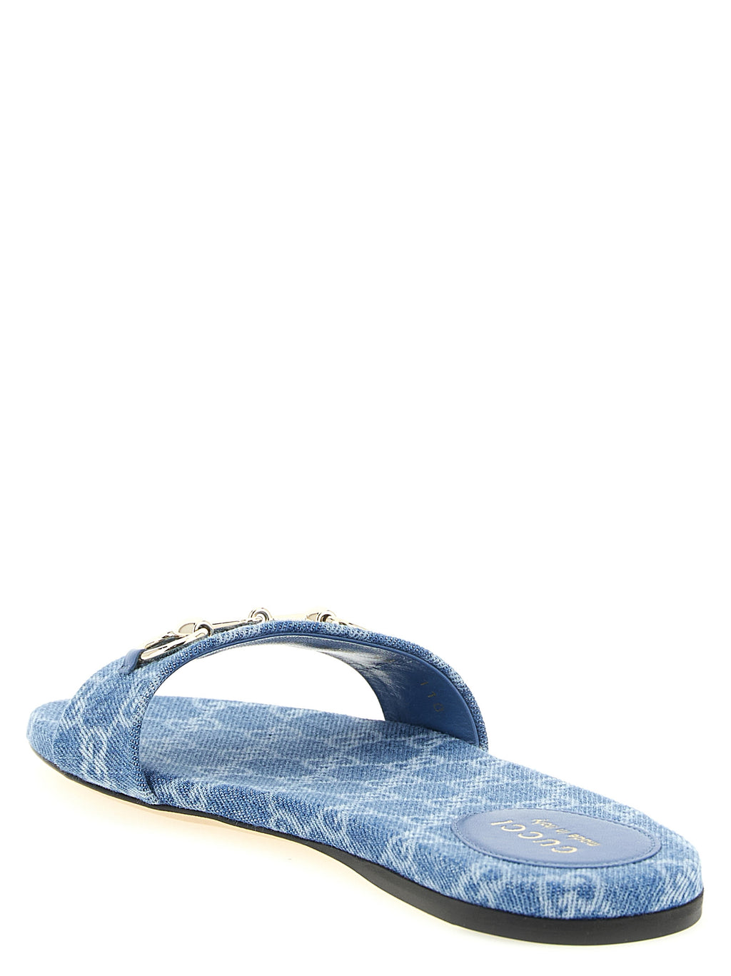 Gucci Blue Cotton Slides - Back view
