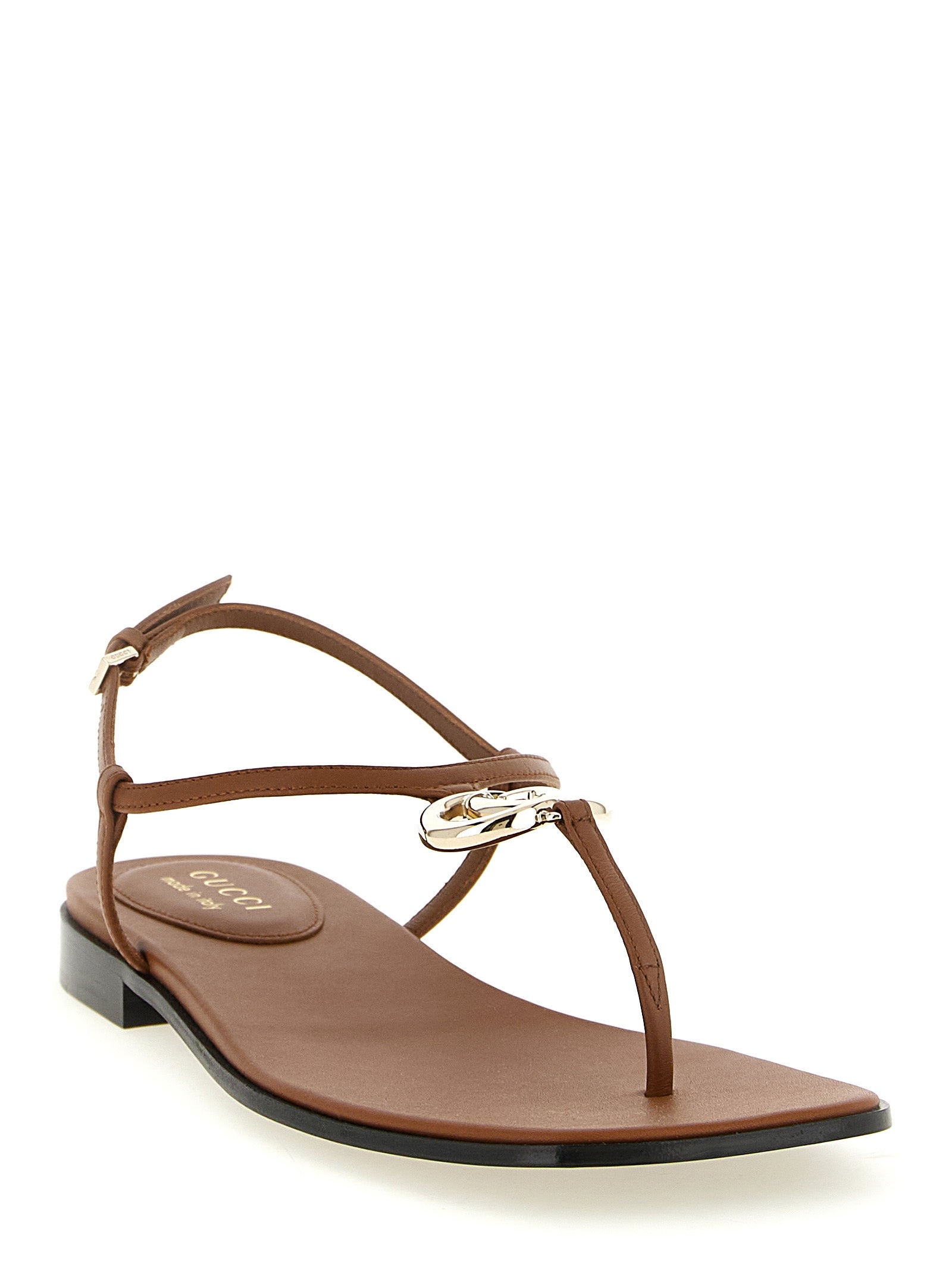 Gucci Brown Calfskin Flat Sandals - Side view