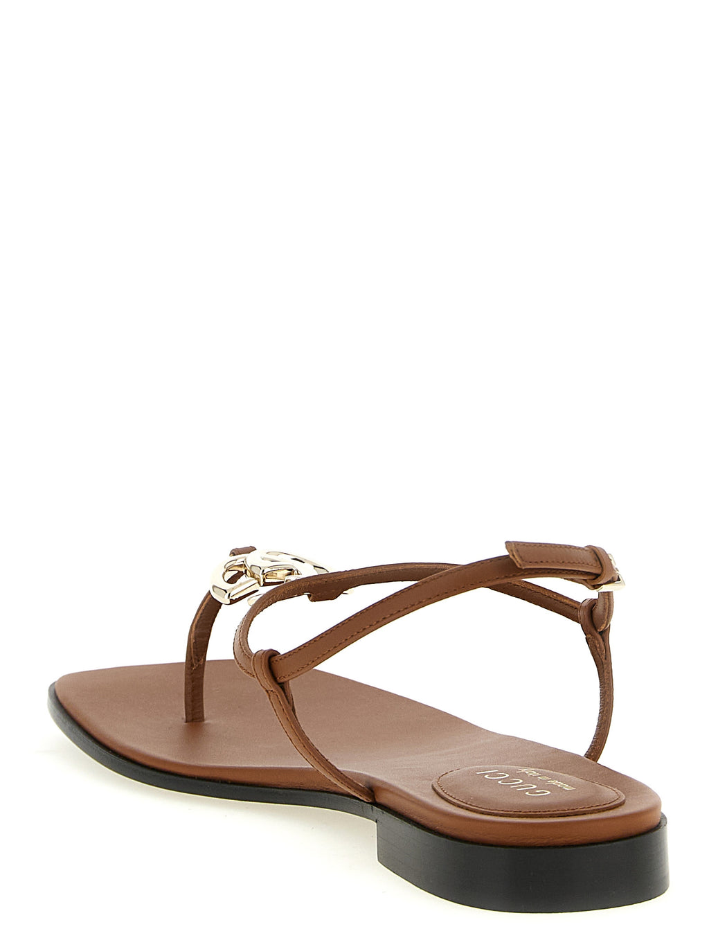 Gucci Brown Calfskin Flat Sandals - Back view