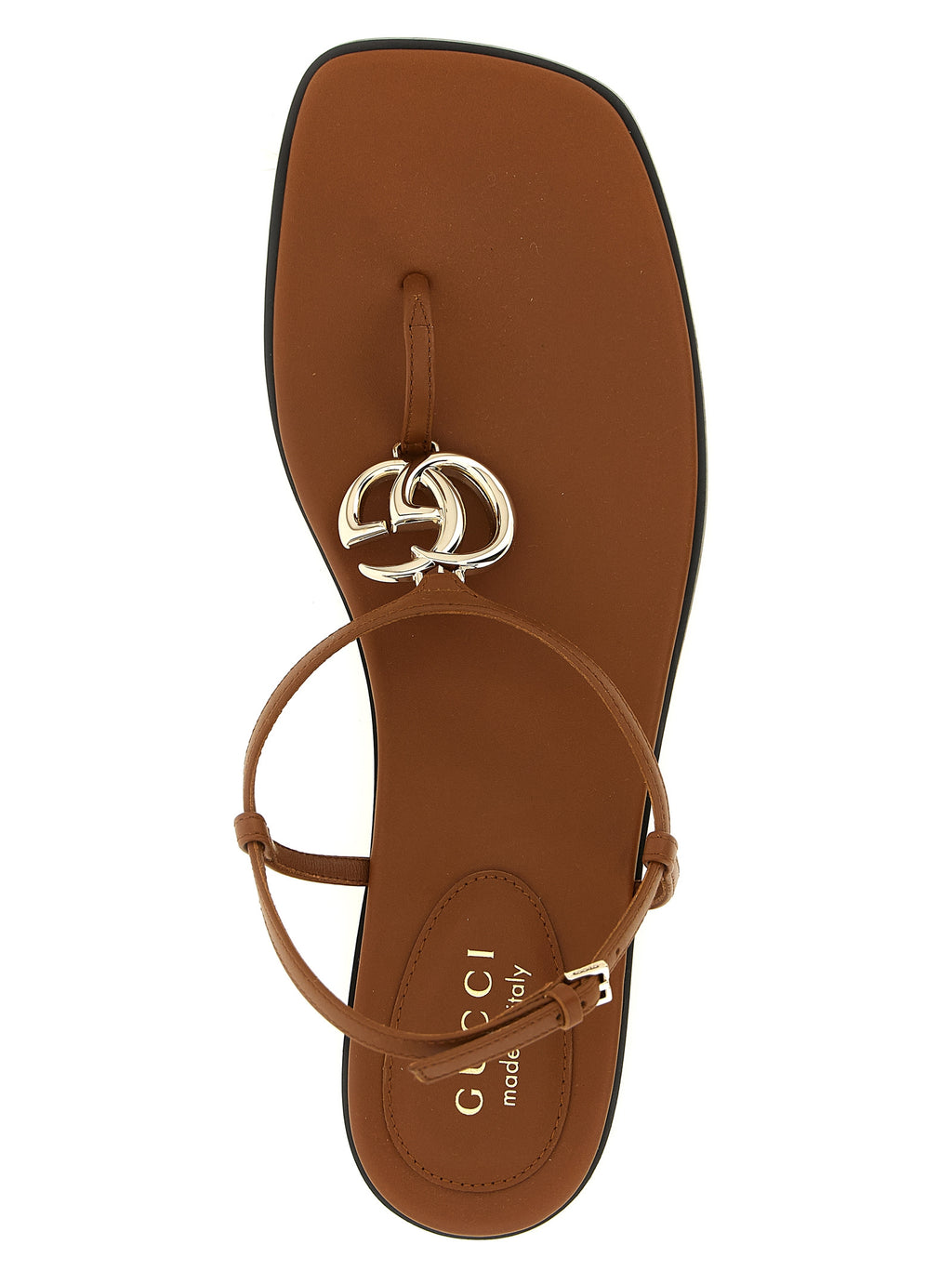 Gucci Brown Calfskin Flat Sandals - Detail view