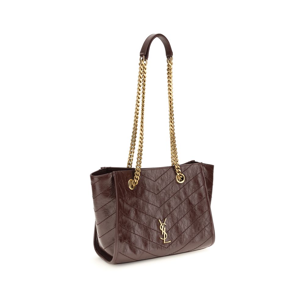 Saint Laurent Brown Calf Leather Shoulder Bag - AW26 25x19cm - Side view