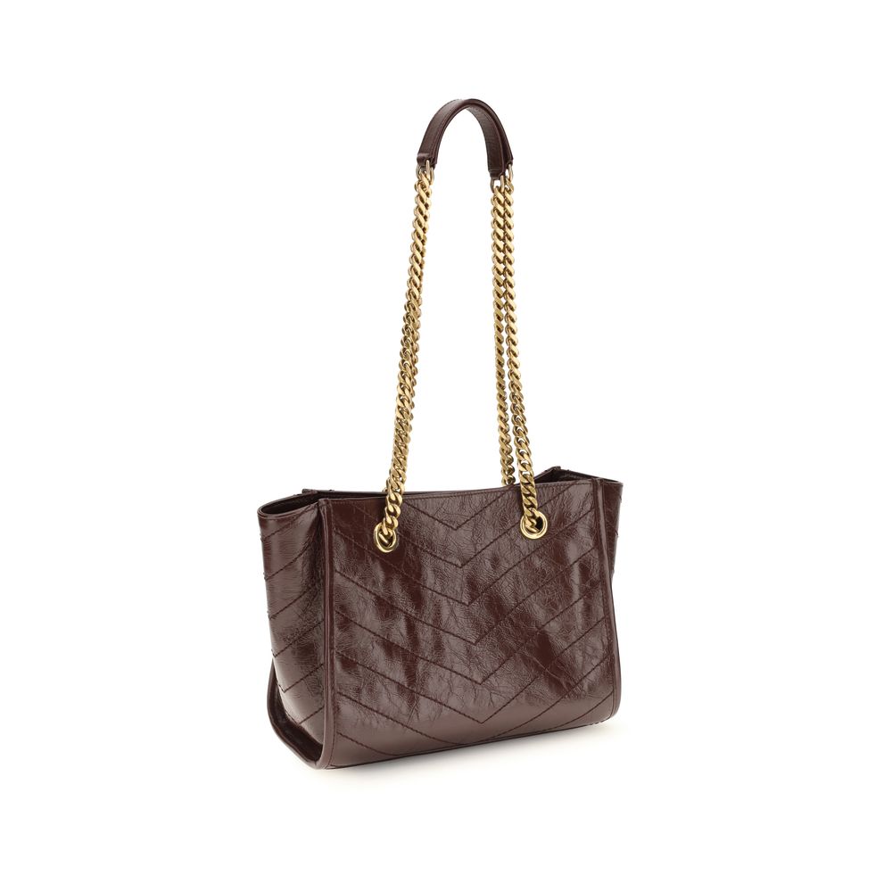 Saint Laurent Brown Calf Leather Shoulder Bag - AW26 25x19cm - Back view