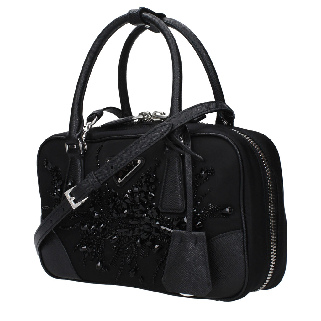 Prada Black Fabric Handbag - Side view
