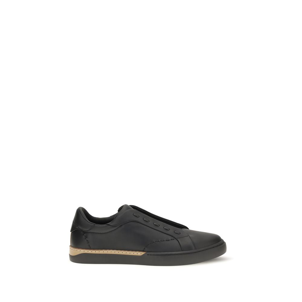 Fendi Black Calf Leather Sneakers - Front view