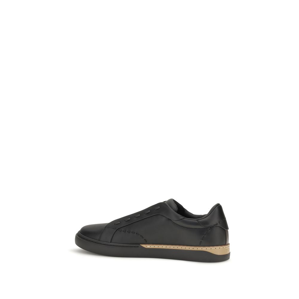 Fendi Black Calf Leather Sneakers - Back view