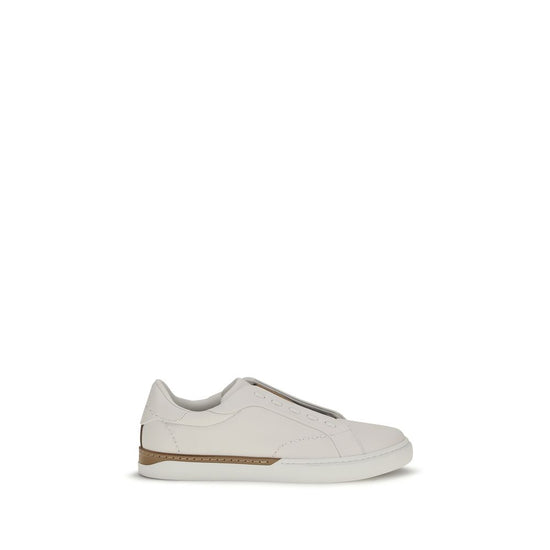 Fendi White Calf Leather Low Top Sneakers - Front view