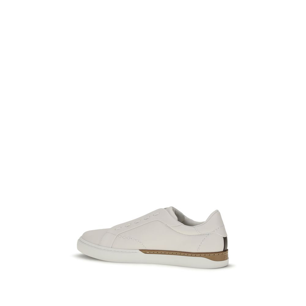 Fendi White Calf Leather Low Top Sneakers - Back view