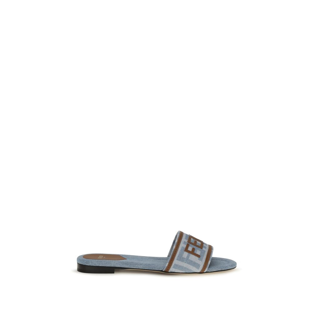 Fendi Blue Polyamide Flat Sandals - Front view
