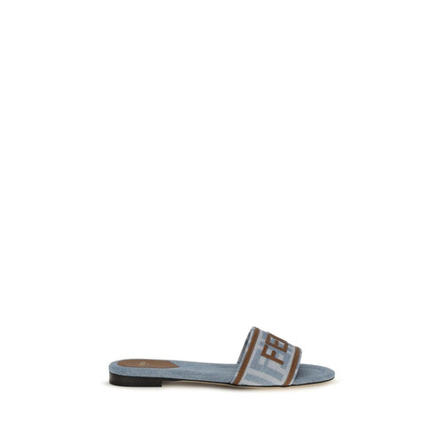 Fendi Blue Polyamide Flat Sandals - Front view