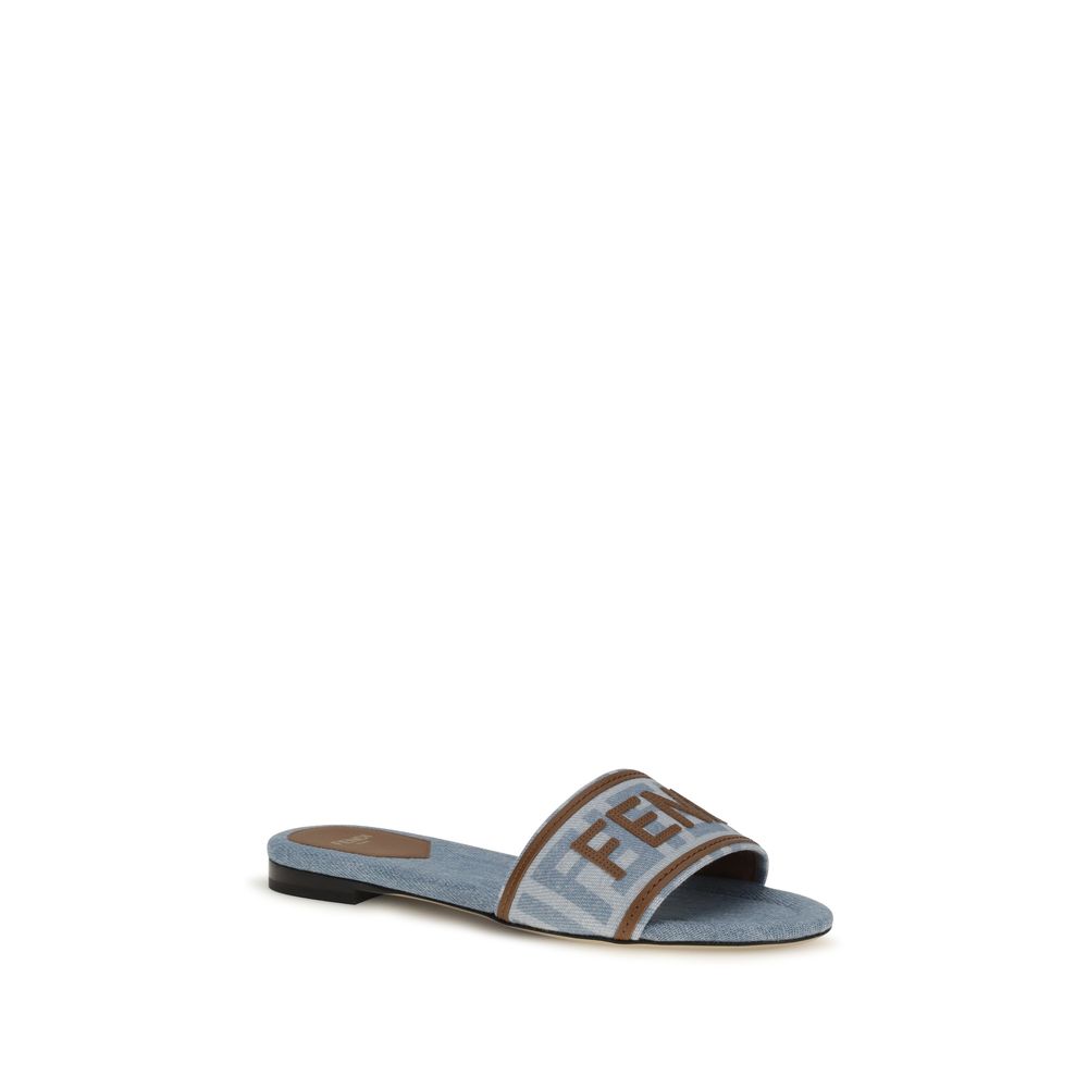 Fendi Blue Polyamide Flat Sandals - Side view