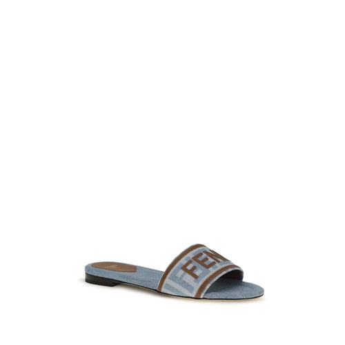 Fendi Blue Polyamide Flat Sandals - Side view