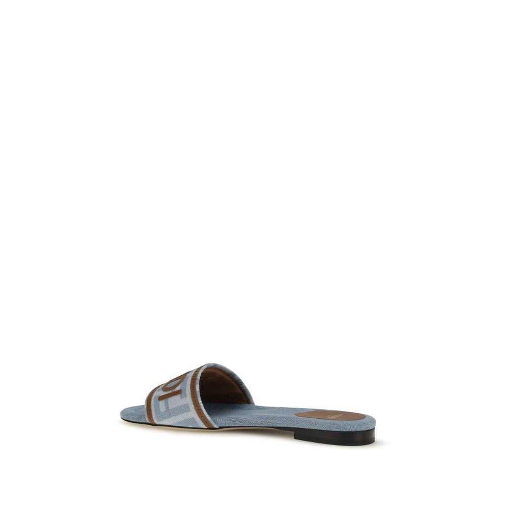Fendi Blue Polyamide Flat Sandals - Back view
