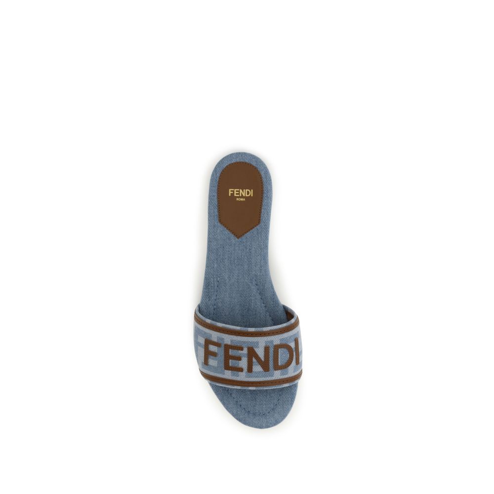 Fendi Blue Polyamide Flat Sandals - Detail view