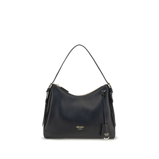 Prada Black Calf Leather Shoulder Bag - AW26 33x19cm - Front view