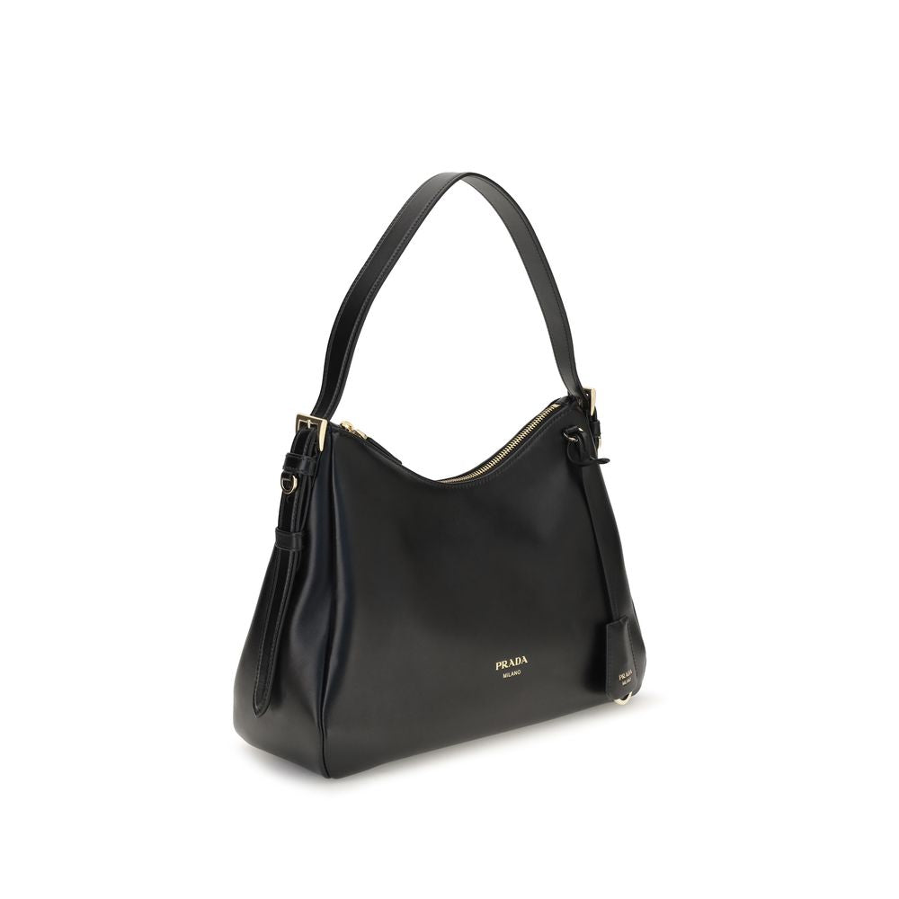 Prada Black Calf Leather Shoulder Bag - AW26 33x19cm - Side view