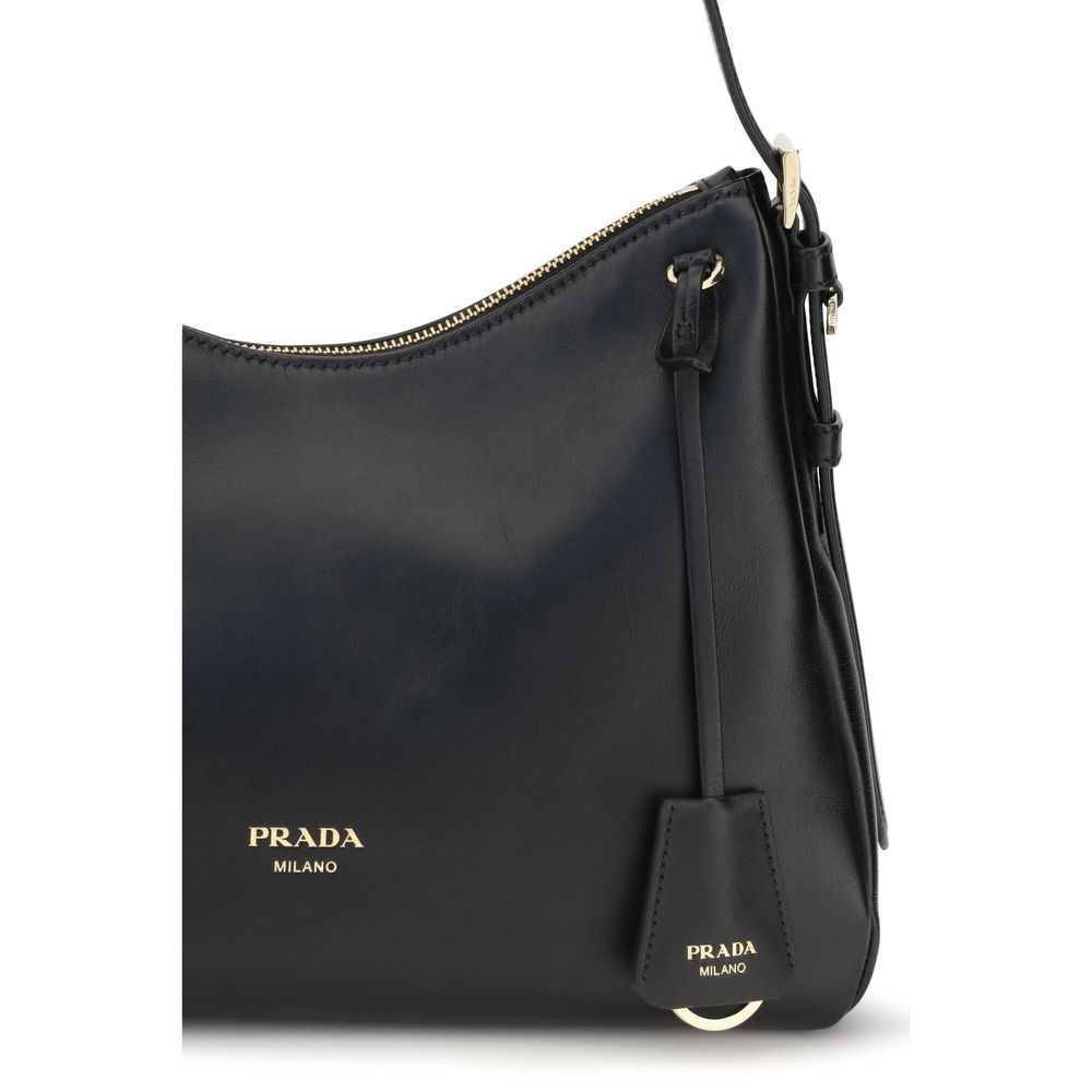 Prada Black Calf Leather Shoulder Bag - AW26 33x19cm - Detail view