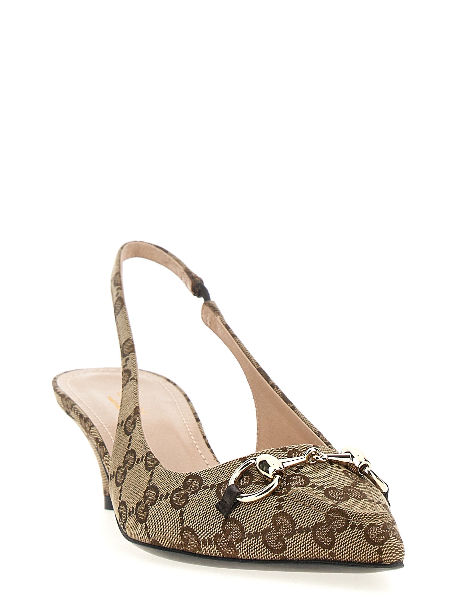 Gucci Beige Polyester Mid Heel Pumps (Ref. GU293265) - Side view