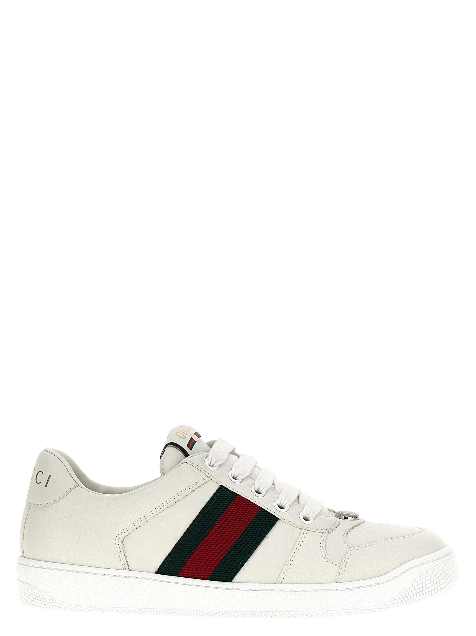 Gucci White Lamb Leather Low Top Sneakers - Front view